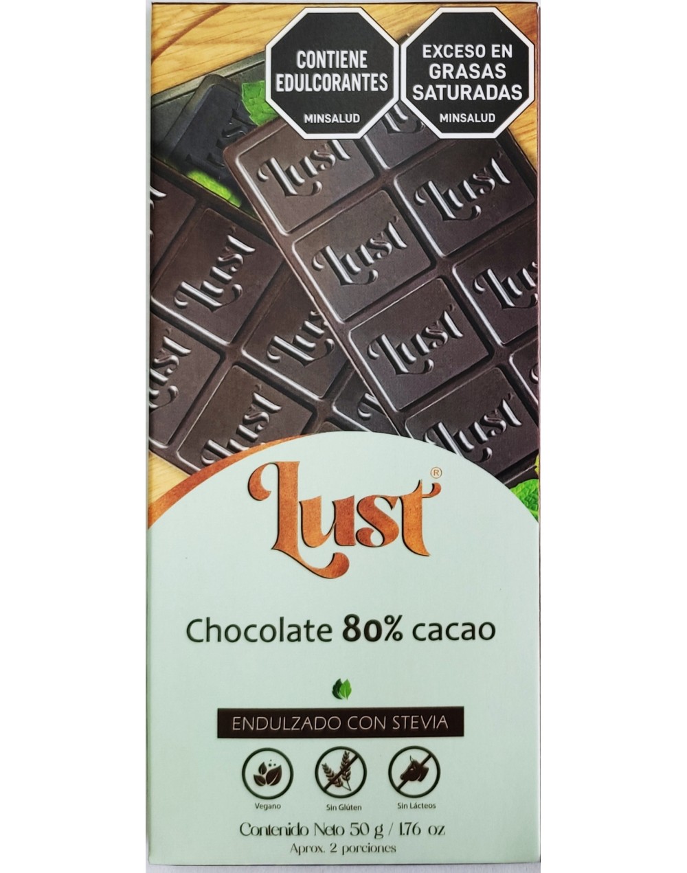 Chocolate 80% Cacao con STEVIA