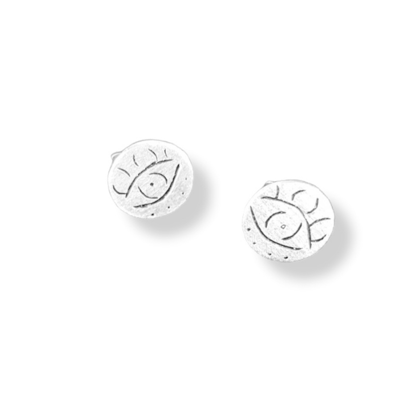 Topos en plata diseño de ojo studs de plata aretes mini en plata