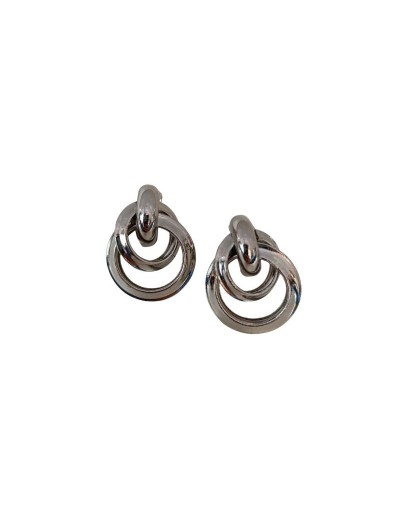 Aretes Nudo de Amor Plateados en Rodio