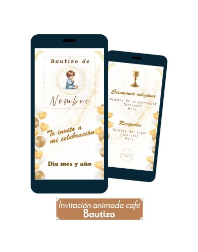 Invitación animada para bautizo (café)