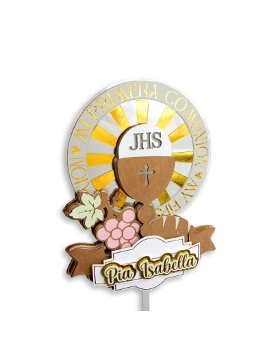 Cake Topper Primera Comunión Personalizado | Diseño 3D Giratorio