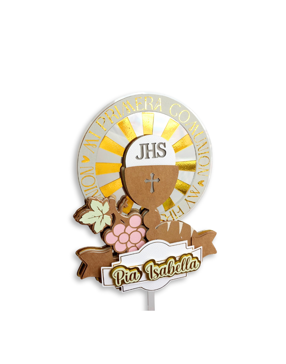 Cake Topper Primera Comunión Personalizado | Diseño 3D Giratorio
