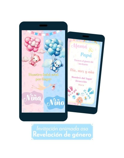 Invitación animada para revelación de género (oso)