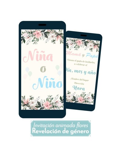 Invitación animada para revelación de género (flores)