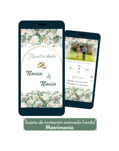Invitación animada para matrimonio (verde)