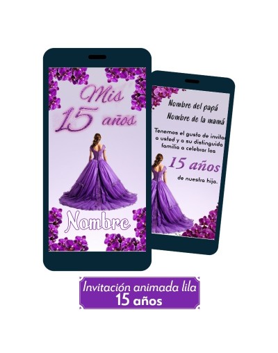Invitación animada para 15 años (lila)