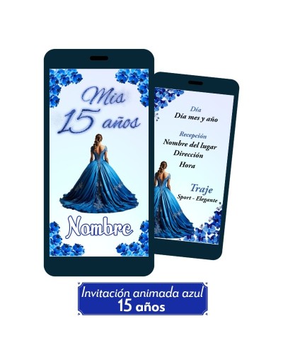 Invitación animada para 15 años (azul)