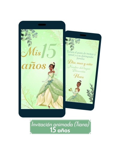 Invitación animada para 15 años (Tiana)