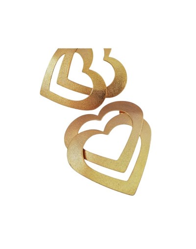 Aretes Corazón Doble Dorados