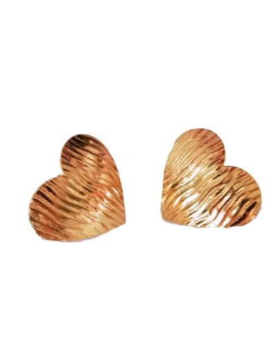 Aretes Corazón Martillado Grande Dorados