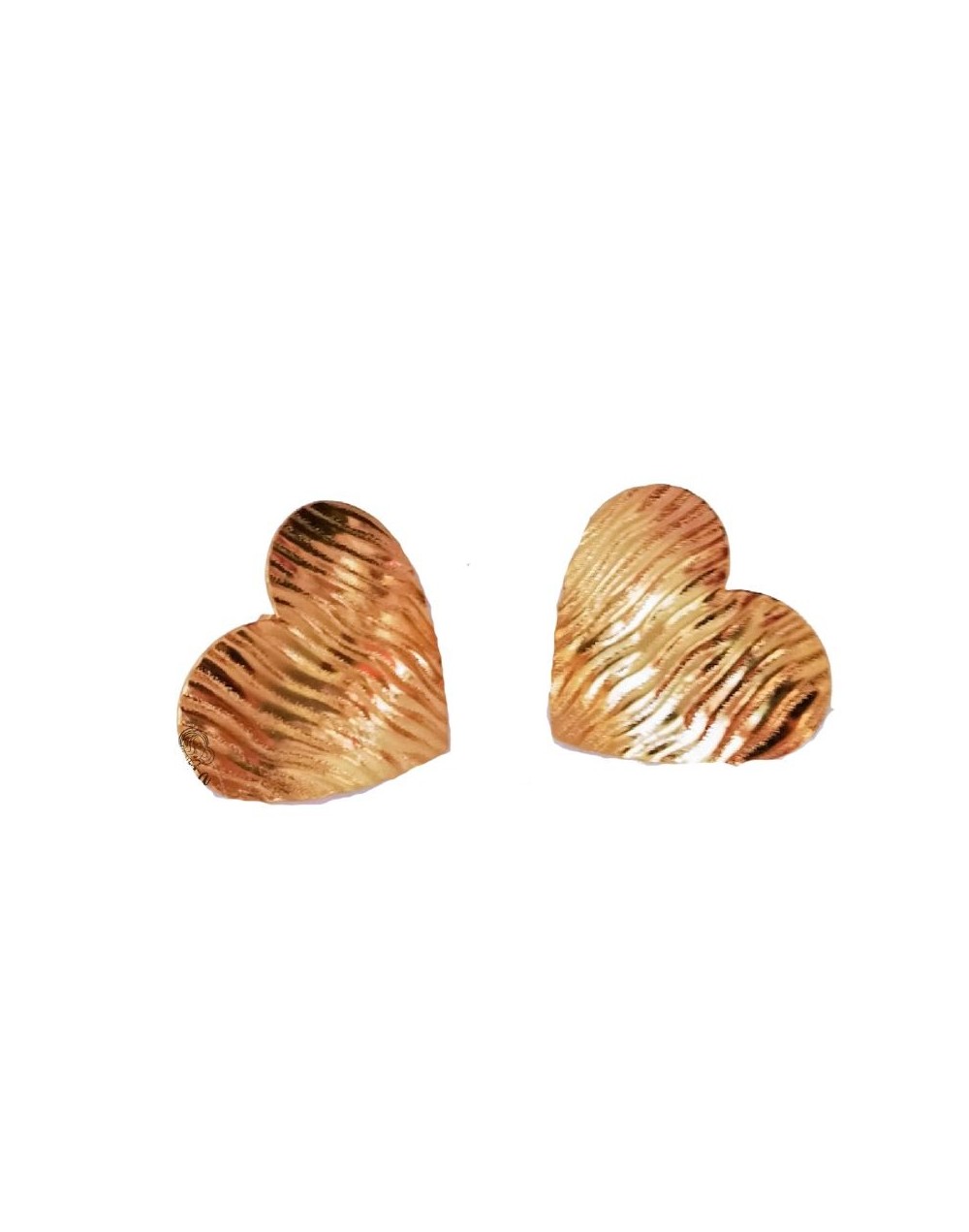 Aretes Corazón Martillado Grande Dorados