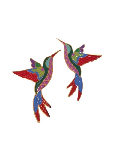 Aretes colibrí rojo