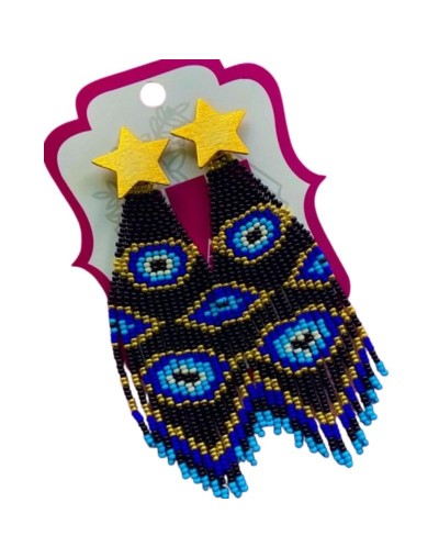 Aretes ojo turco con topos en estrella