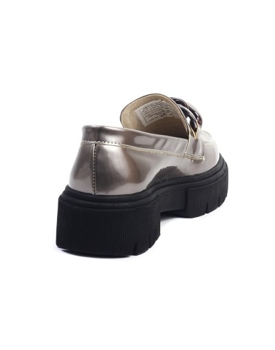 Mocasines Gris Plata Con Cadena Ballerinas Fiona