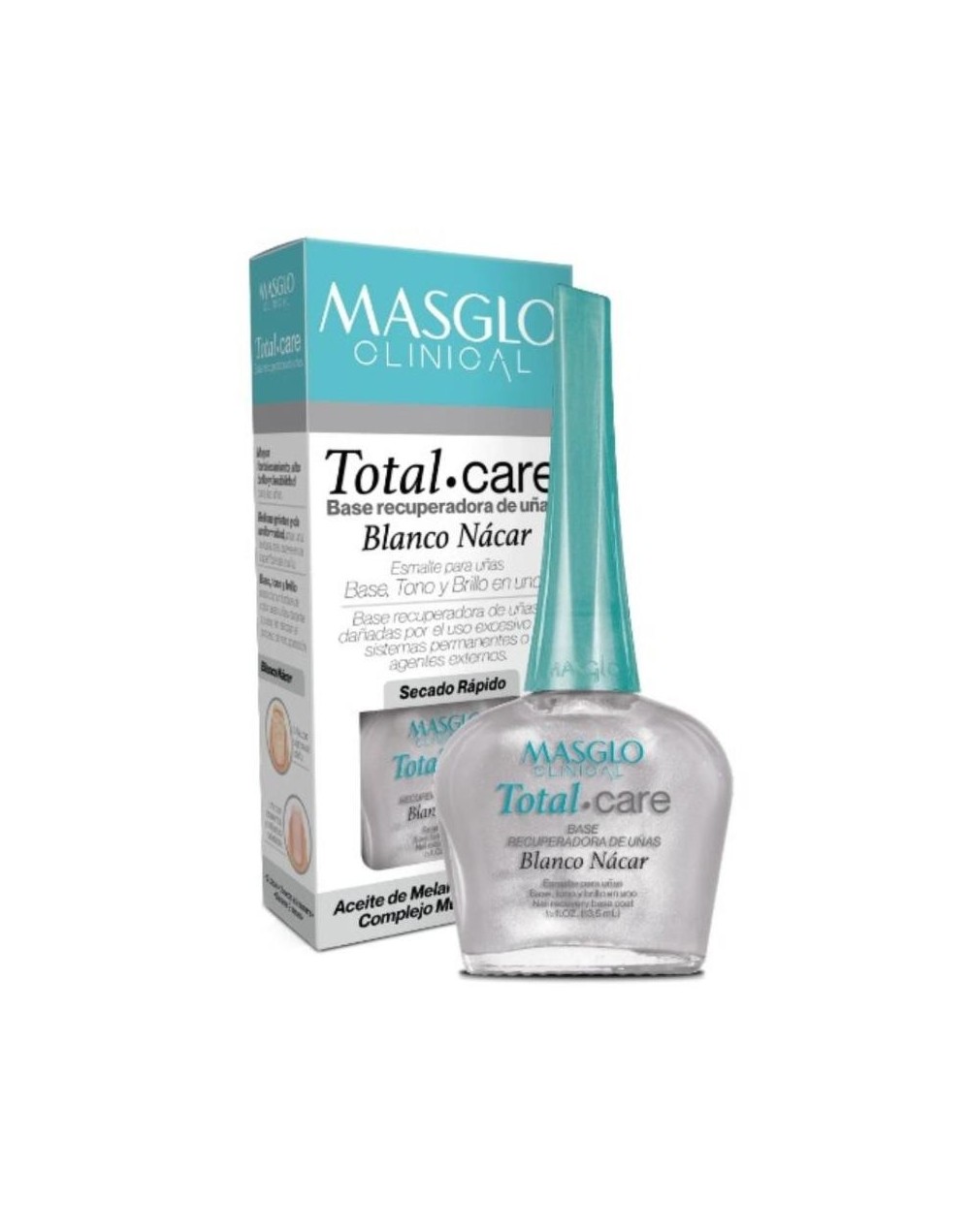 MASGLO CLINICAL TOTAL CARE BASE RECUPERADORA DE UÑAS BLANCO NACAR 13ML