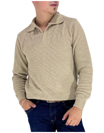   Suetér Tipo Polo Hombre Beige DUHERSH