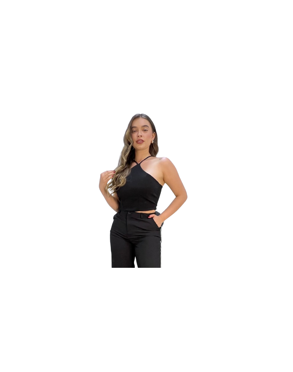 Crop Top - Fijacion oral - Negro con Espalda Cruzada | DUHERSH