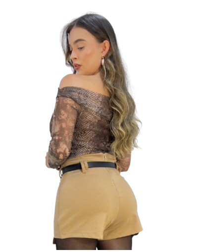 Falda short plisada negra de mujer