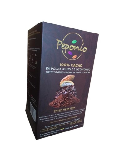 PEPONIO - CACAO PURO EN POLVO SOLUBLE E INSTANTANEO  Caja de Lujo 500 gr