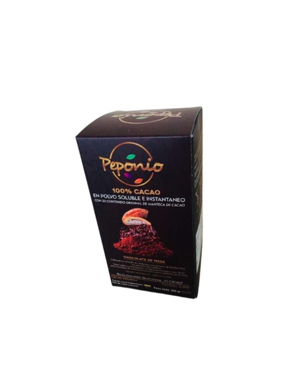PEPONIO - CACAO PURO EN POLVO SOLUBLE E INSTANTANEO  Caja de Lujo 250 gr