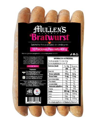 Mullen´s Salchicha Artesanal - Bratwurst Alemana 400gr