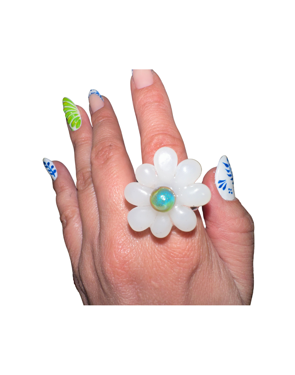 ANILLO FLOR BLANCA CHUNKY