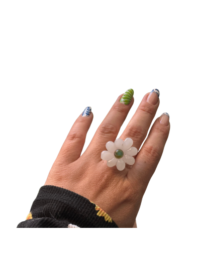ANILLO FLOR BLANCA CHUNKY