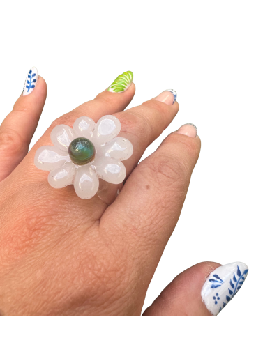 ANILLO FLOR BLANCA CHUNKY