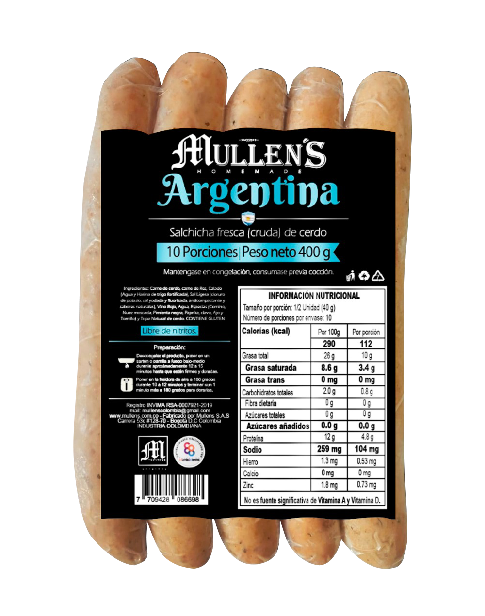 Mullen´s Salchicha Artesanal - Argentina 400gr