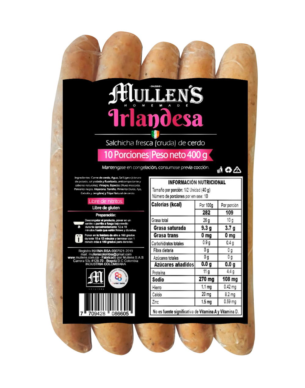 Mullen´s Salchicha Artesanal - Irlandesa 400gr