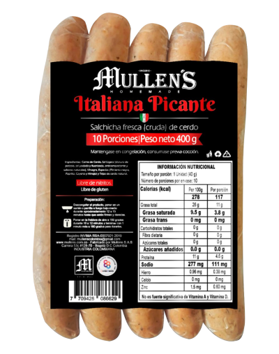 Mullen´s Salchicha Artesanal - Italiana Picante 400gr