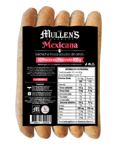 Mullen´s Salchicha Artesanal - Mexicana 400gr