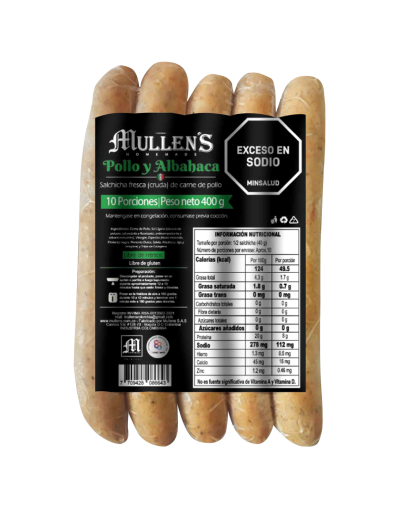 Mullen´s Salchicha Artesanal - Pollo Albahaca 400gr