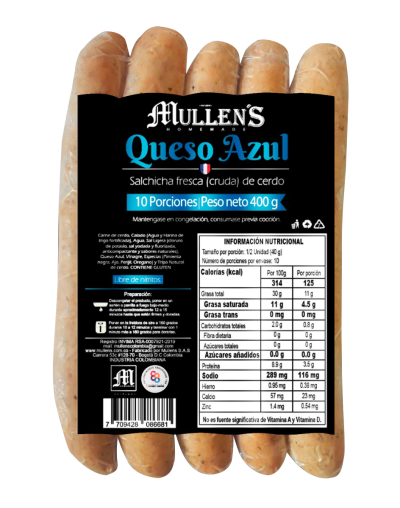 Mullen´s Salchicha Artesanal - Queso Azul 400gr