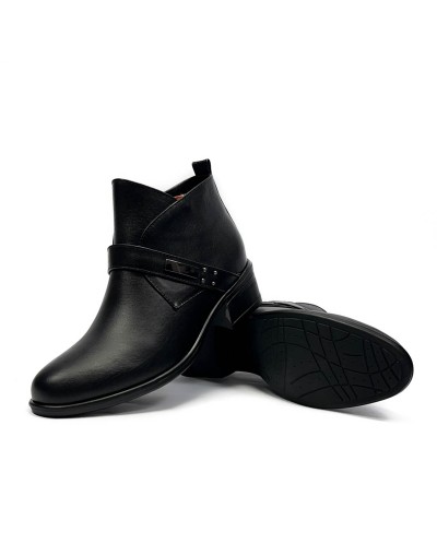 Botín Cuero Para Mujer Negro Ballerinas Ariel