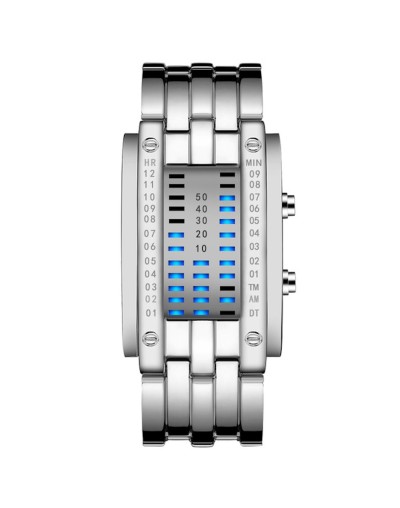 Reloj Electrónico Binario Casual Unisex 17Cm Plateado