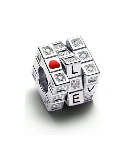 Charm Cubo Love bañado en Plata 925 | Compatible con Pandora