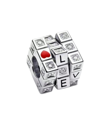Charm Cubo Love bañado en Plata 925 | Compatible con Pandora