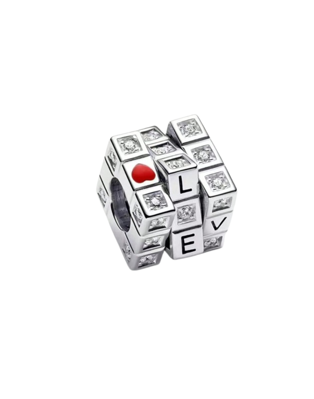 Charm Cubo Love bañado en Plata 925 | Compatible con Pandora