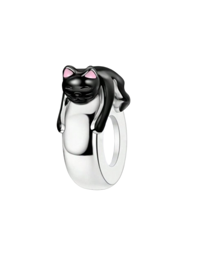 Charm Gato Negro baño de Plata 925 | Compatible con Pandora