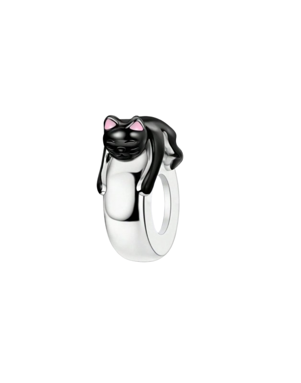 Charm Gato Negro baño de Plata 925 | Compatible con Pandora