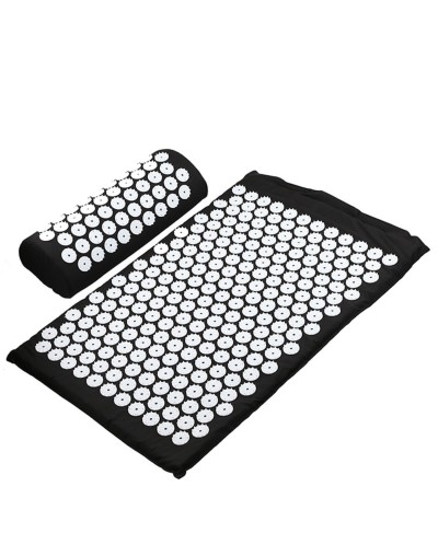 Set Esterilla Cojín Puntas Acupuntura Yoga Masajea Color Negro