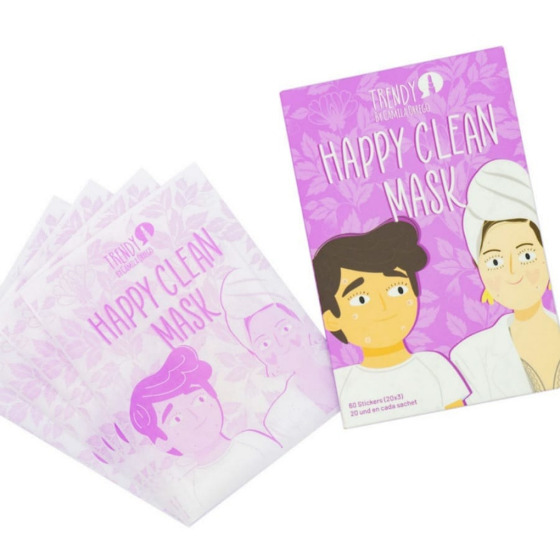 Sobre mascarilla stickers para acné happy clean trendy