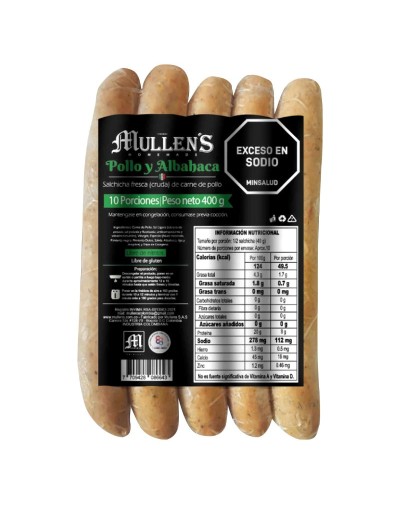 Mullen´s Salchicha Artesanal - Pollo Albahaca 400gr