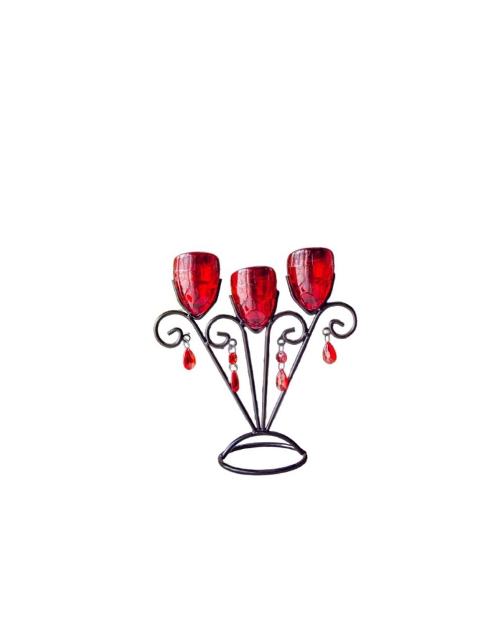 Candelabro Copa por 3 – Rojo Translucido