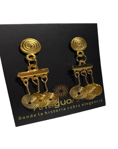 ARETES PRECOLOMBINOS EN BAÑO DE ORO