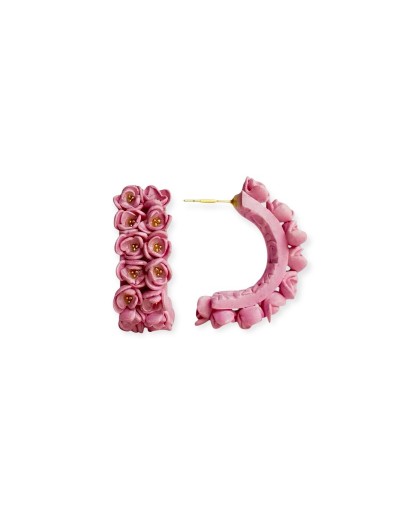 Aretes MI DOLÇA - Tipo argolla floral rosados