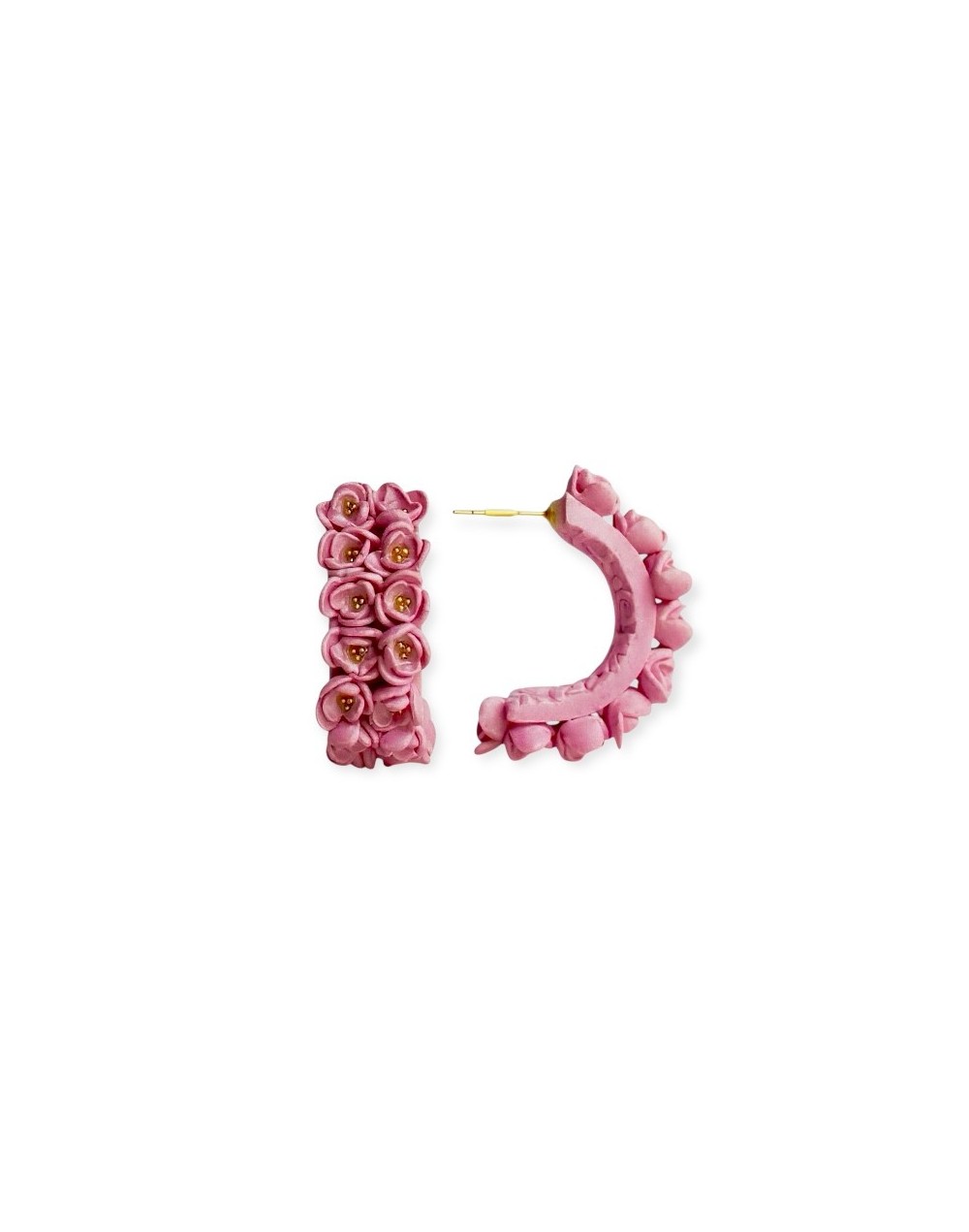 Aretes MI DOLÇA - Tipo argolla floral rosados