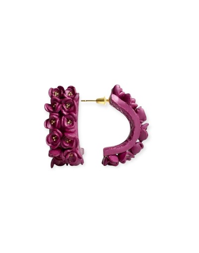 Aretes MI DOLÇA - Tipo argolla floral morados
