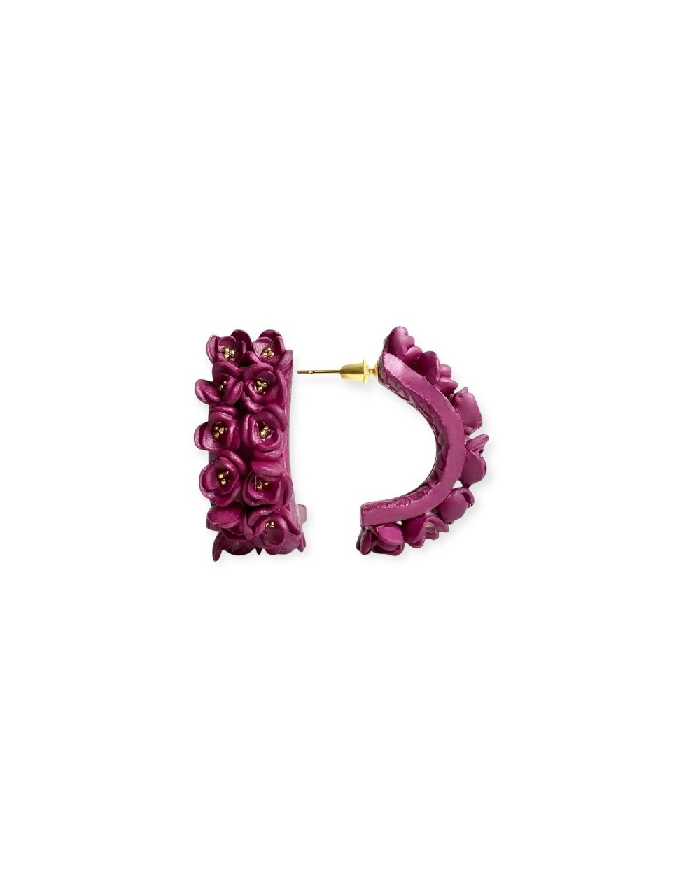 Aretes MI DOLÇA - Tipo argolla floral morados